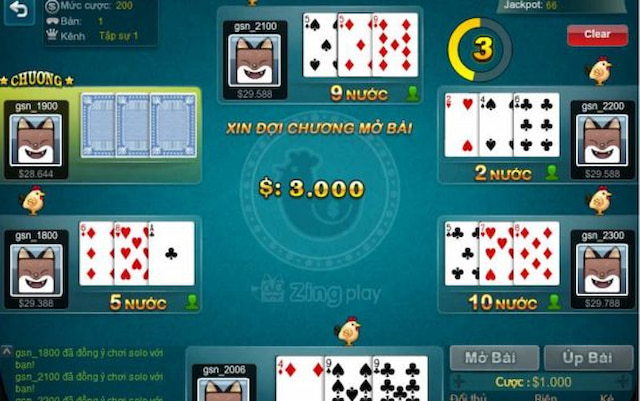 Một bàn cược bài cào với tối đa 6 người